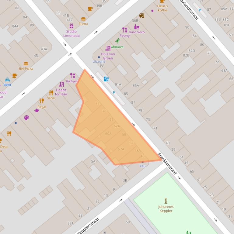 Kaart van postcodegebied 2562CH.