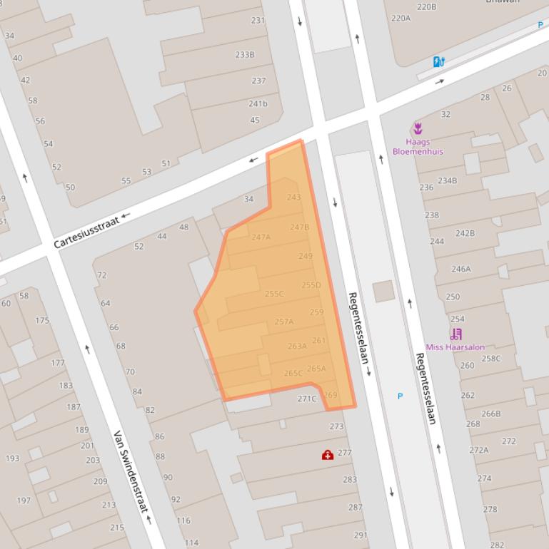 Kaart van postcodegebied 2562EA.