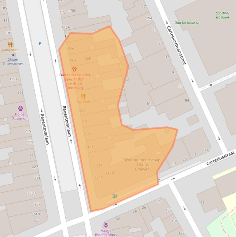 Kaart van postcodegebied 2562EH.