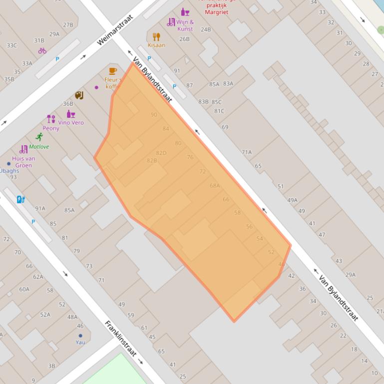 Kaart van postcodegebied 2562GL.