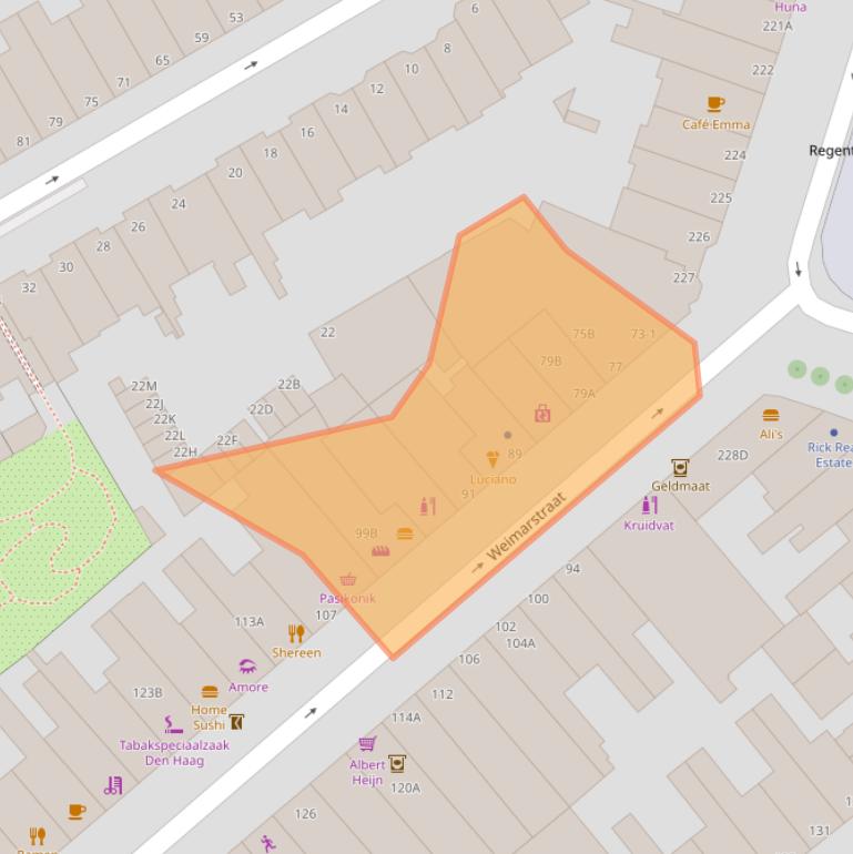 Kaart van postcodegebied 2562GS.