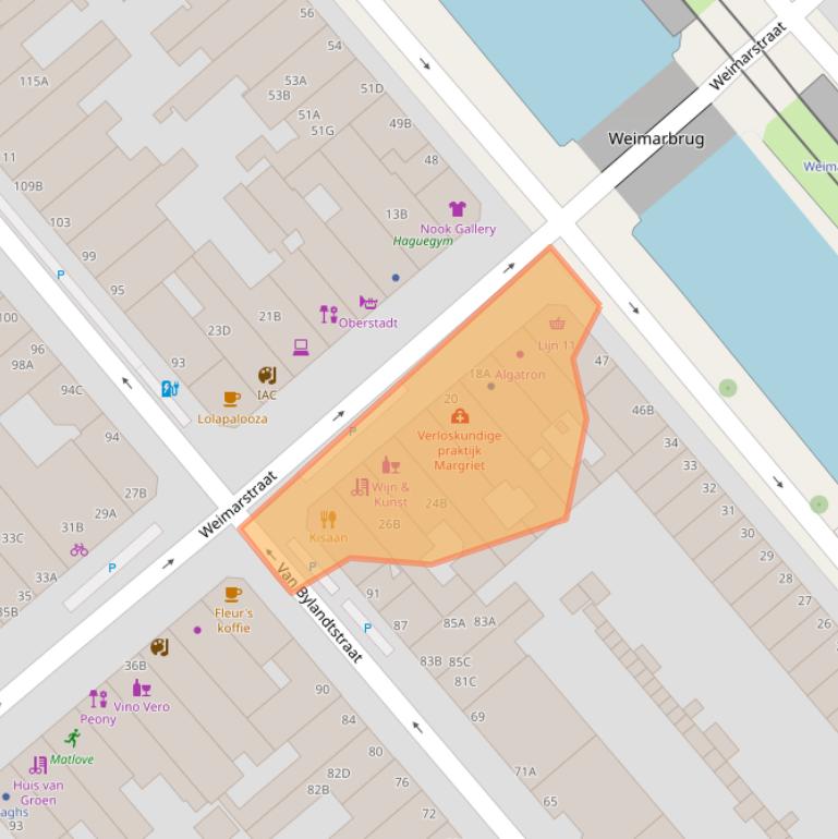 Kaart van postcodegebied 2562GX.