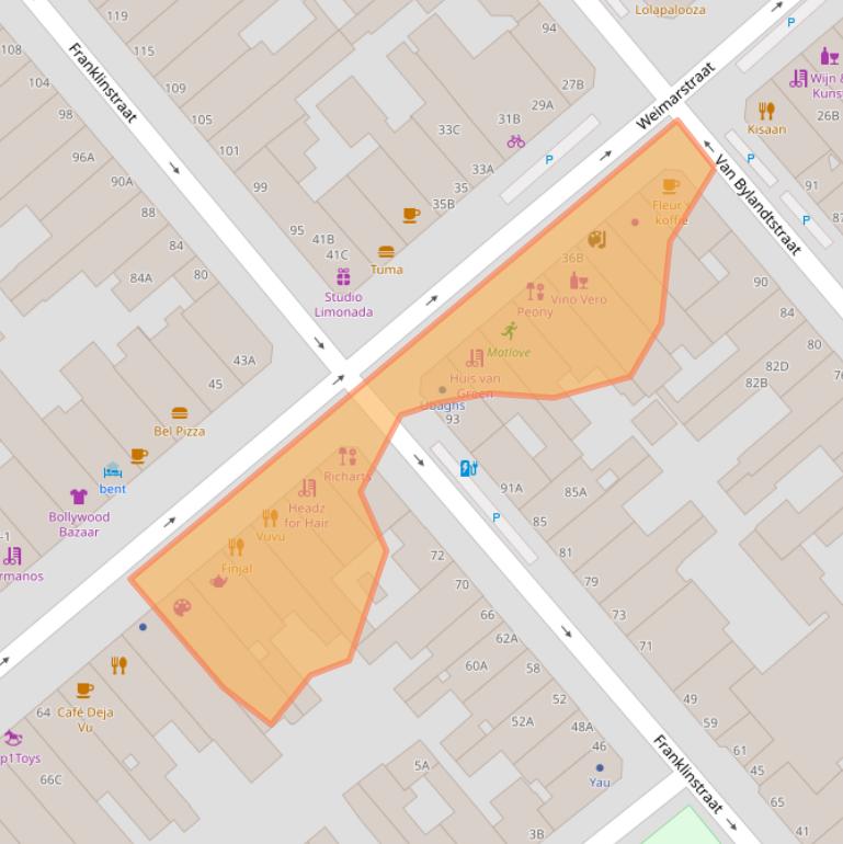 Kaart van postcodegebied 2562GZ.