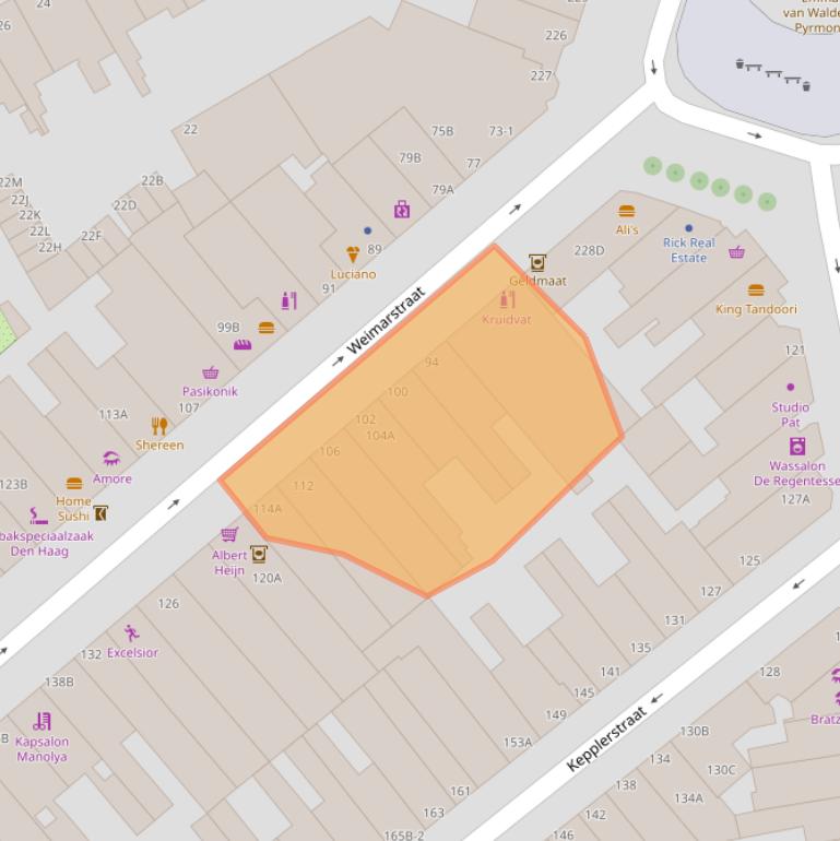 Kaart van postcodegebied 2562HB.