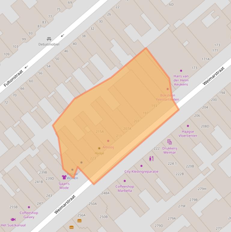 Kaart van postcodegebied 2562HG.