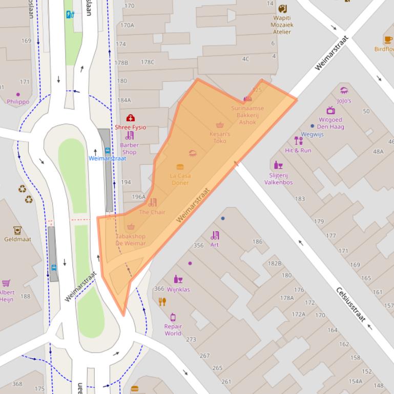 Kaart van postcodegebied 2562HK.