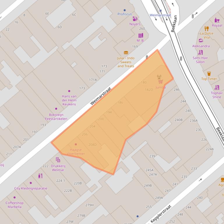 Kaart van postcodegebied 2562HP.