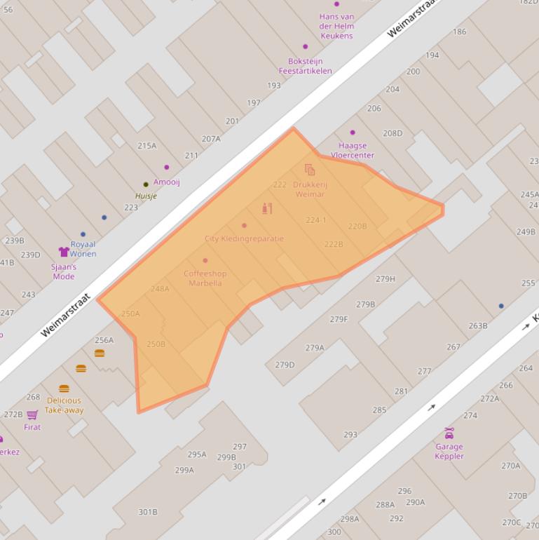 Kaart van postcodegebied 2562HR.