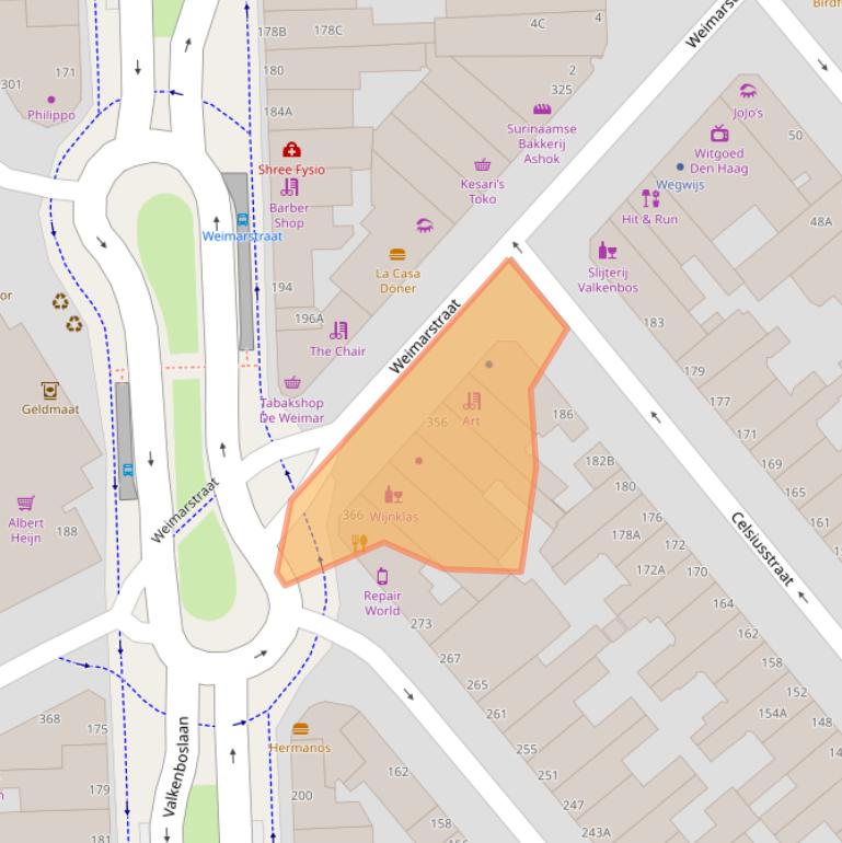 Kaart van postcodegebied 2562HV.