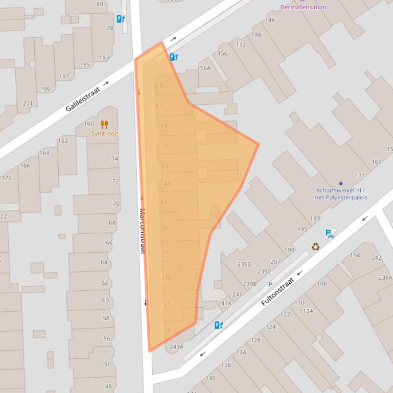 Kaart van postcodegebied 2562JB.