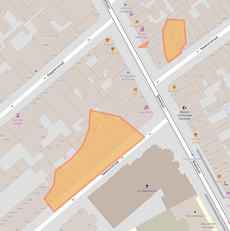 Kaart van postcodegebied 2562KM.