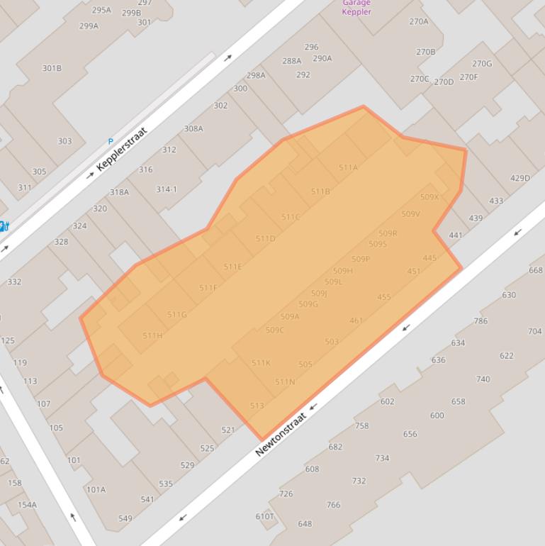Kaart van postcodegebied 2562KN.
