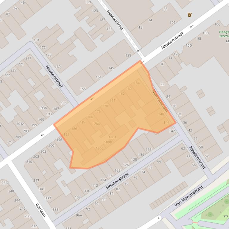 Kaart van postcodegebied 2562KV.