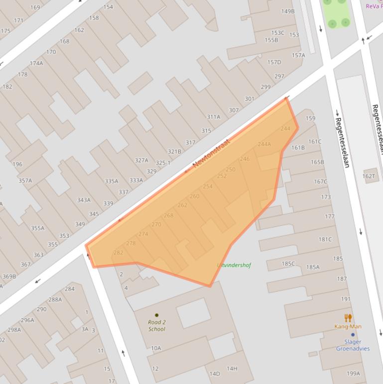 Kaart van postcodegebied 2562KX.