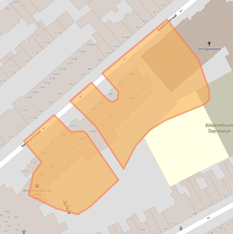 Kaart van postcodegebied 2562LC.