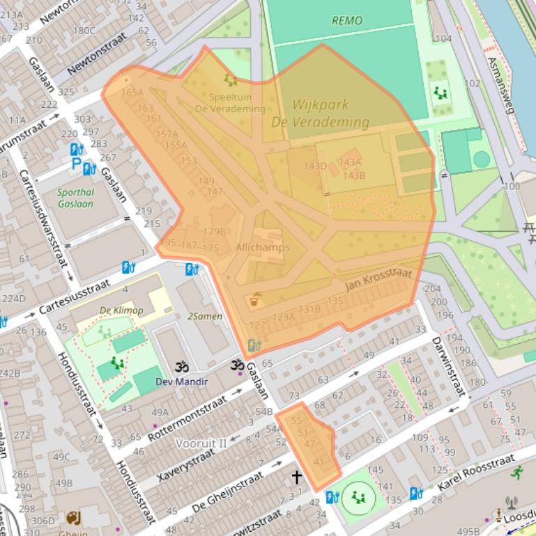 Kaart van postcodegebied 2562LD.