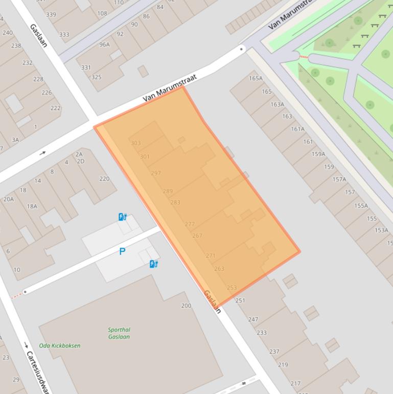 Kaart van postcodegebied 2562LG.