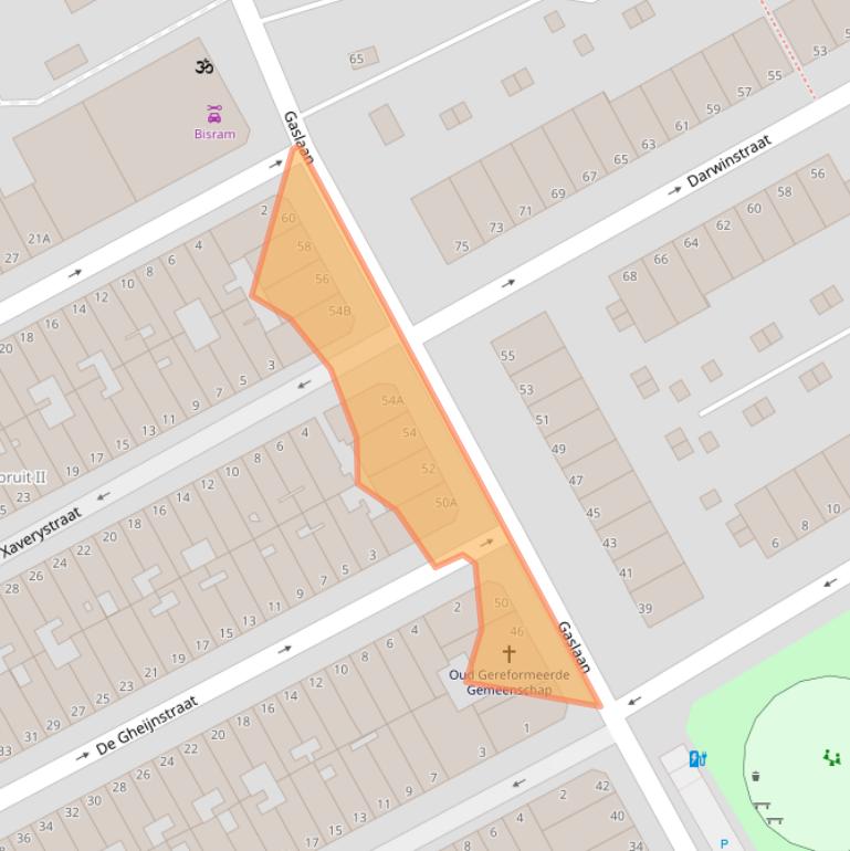 Kaart van postcodegebied 2562LK.