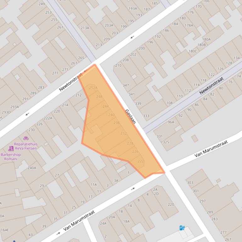 Kaart van postcodegebied 2562LP.