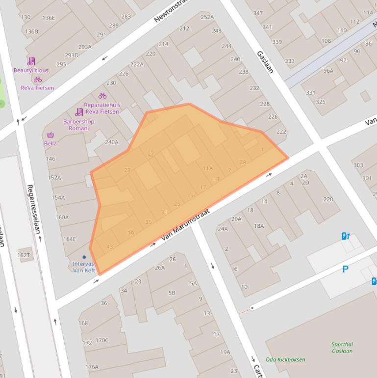 Kaart van postcodegebied 2562LR.