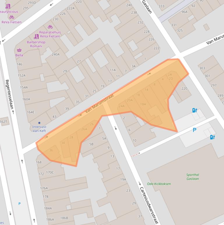 Kaart van postcodegebied 2562LS.