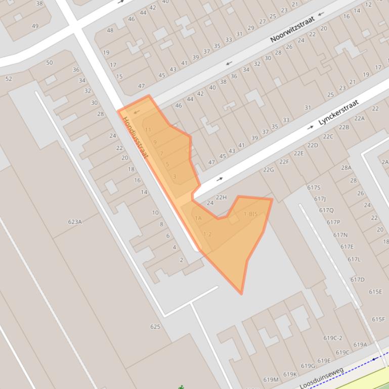 Kaart van postcodegebied 2562LT.