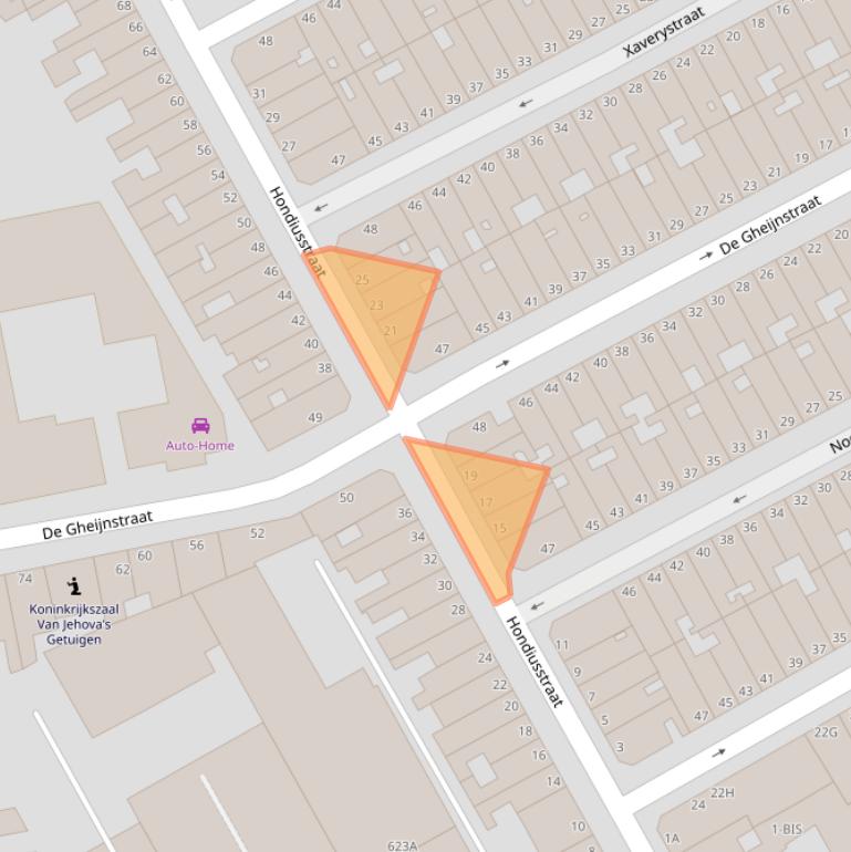 Kaart van postcodegebied 2562LV.