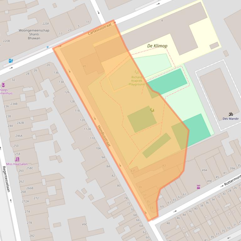 Kaart van postcodegebied 2562LZ.