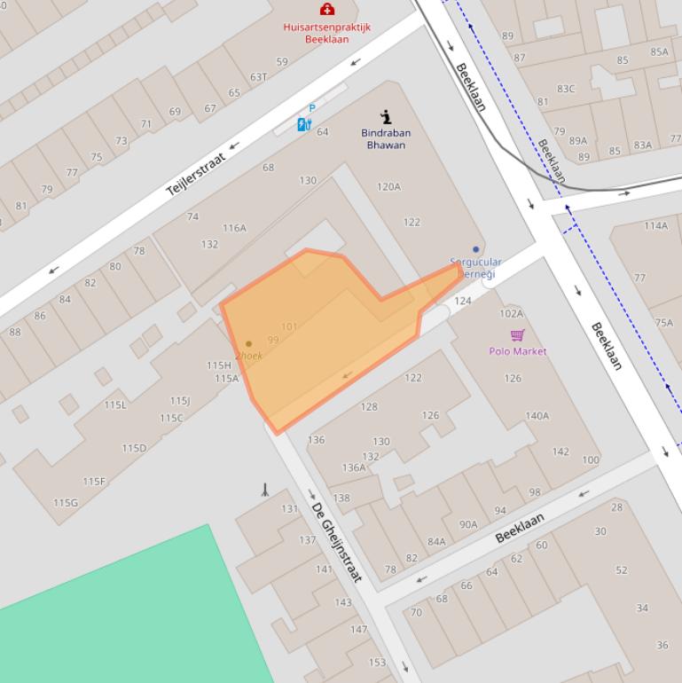 Kaart van postcodegebied 2562NM.