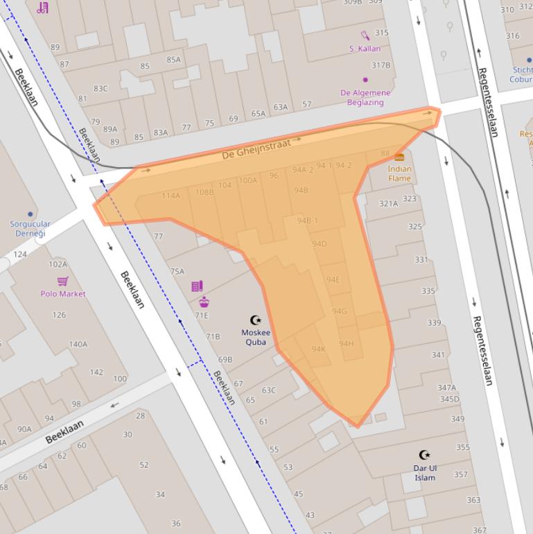 Kaart van postcodegebied 2562NS.