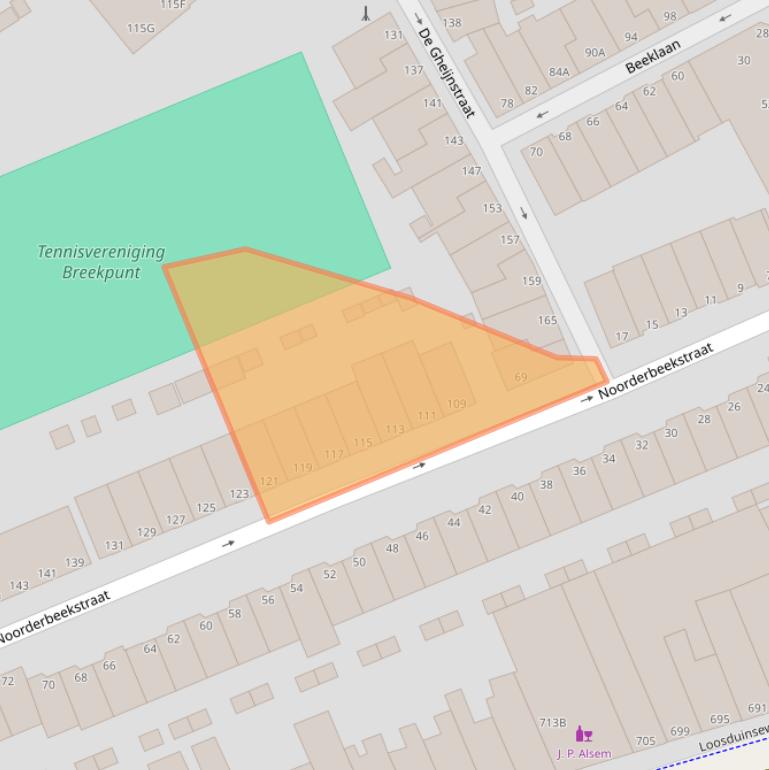 Kaart van postcodegebied 2562PB.