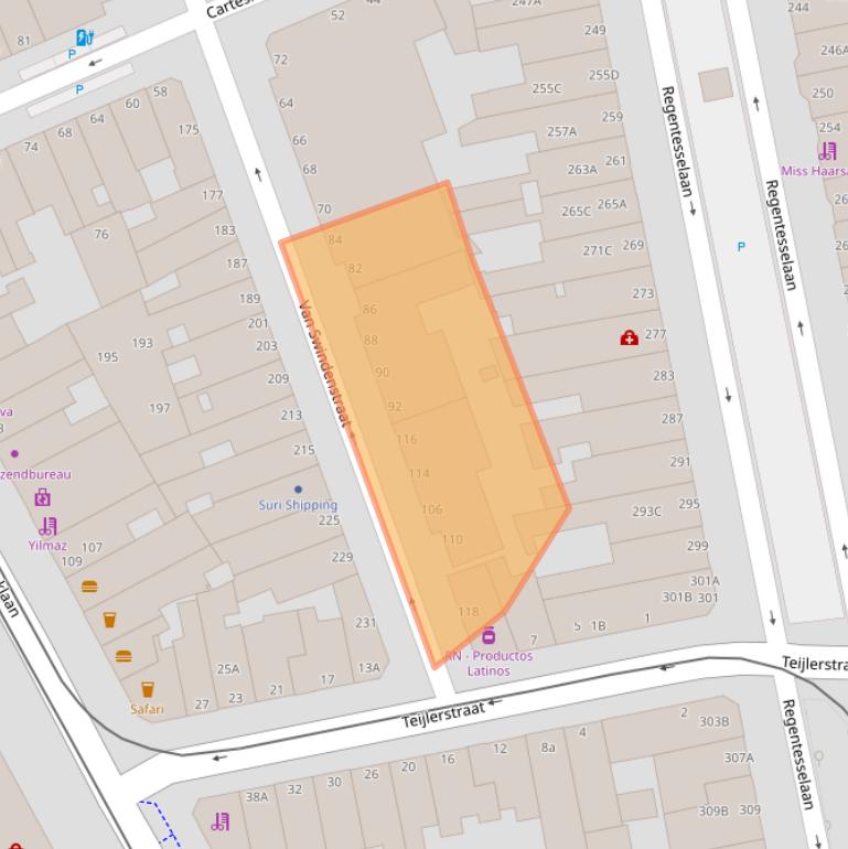 Kaart van postcodegebied 2562RN.