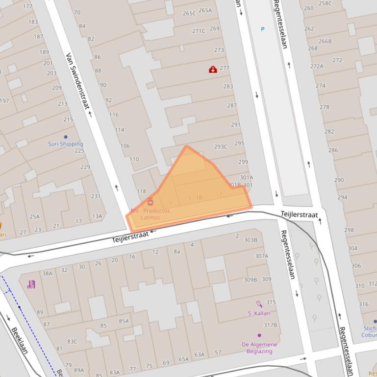 Kaart van postcodegebied 2562RP.