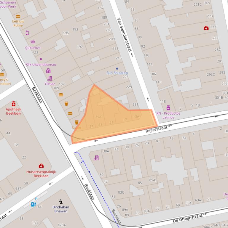 Kaart van postcodegebied 2562RR.