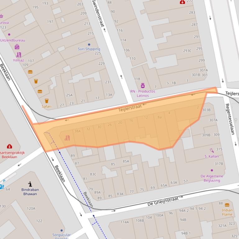 Kaart van postcodegebied 2562RW.