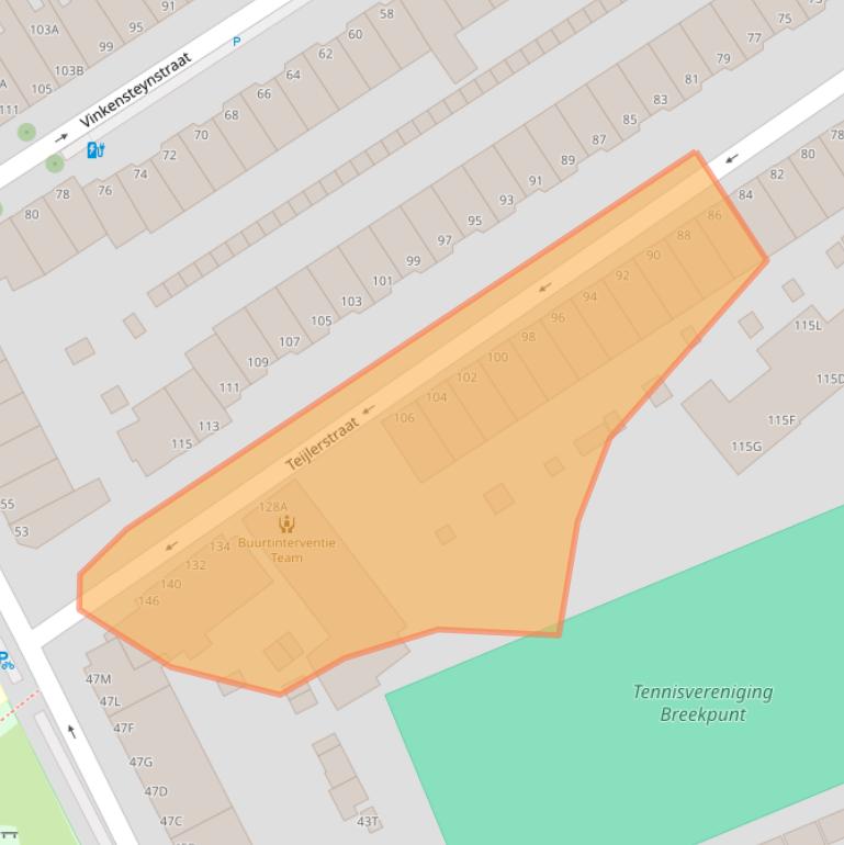 Kaart van postcodegebied 2562RZ.