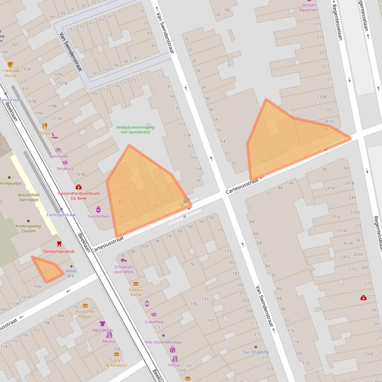 Kaart van postcodegebied 2562SC.