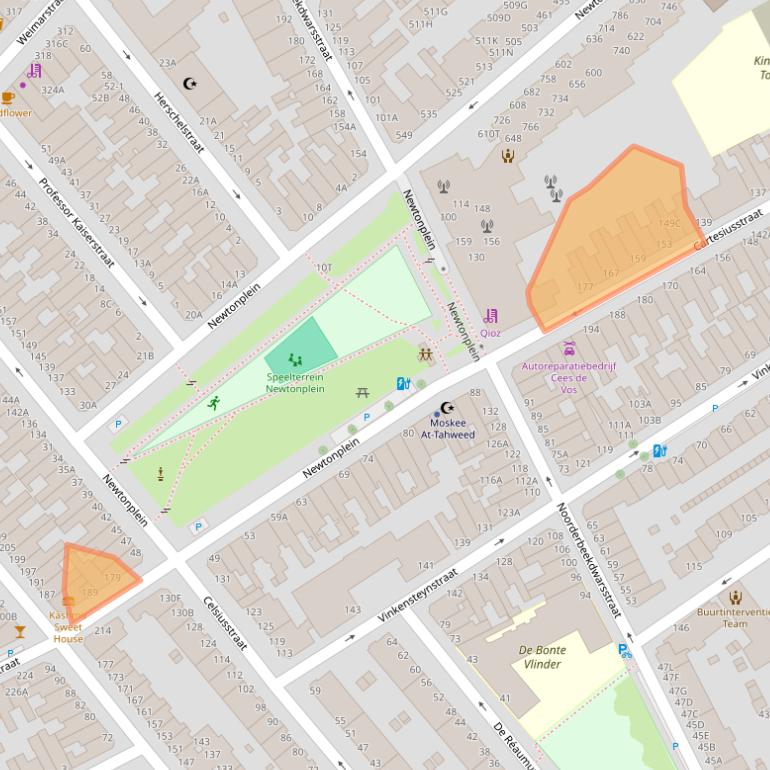 Kaart van postcodegebied 2562SG.