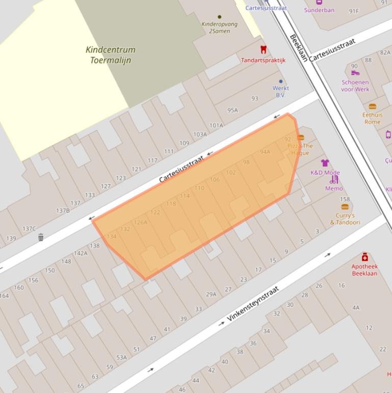 Kaart van postcodegebied 2562SM.