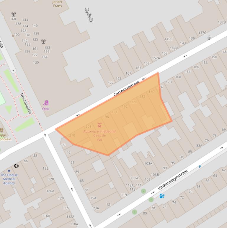 Kaart van postcodegebied 2562SP.