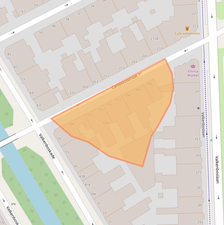 Kaart van postcodegebied 2562SV.