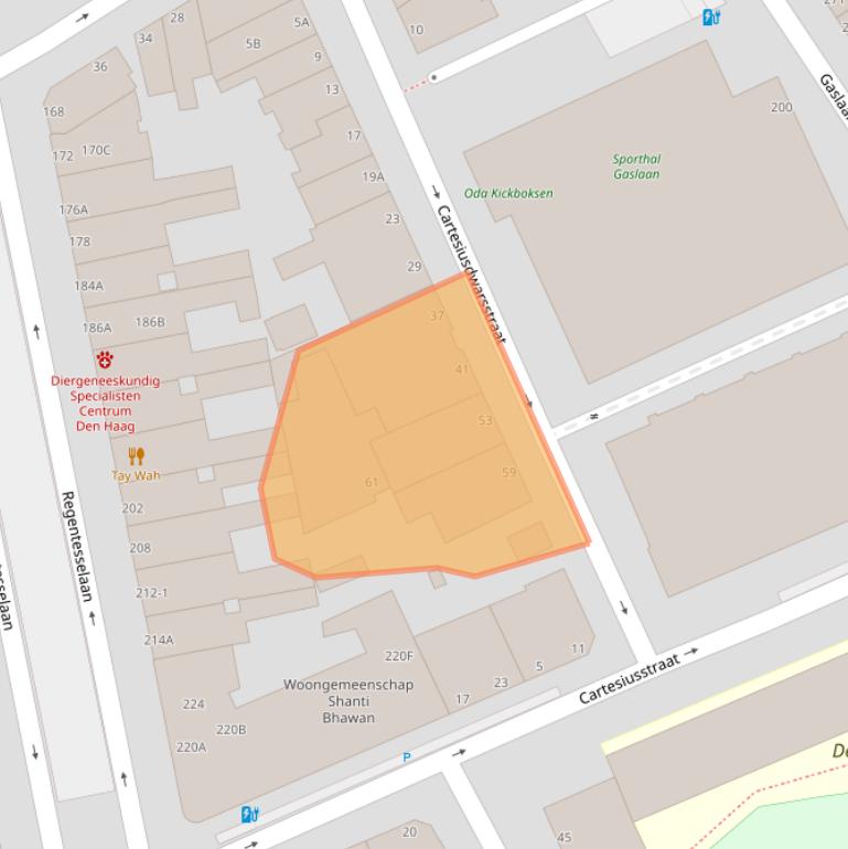 Kaart van postcodegebied 2562SX.