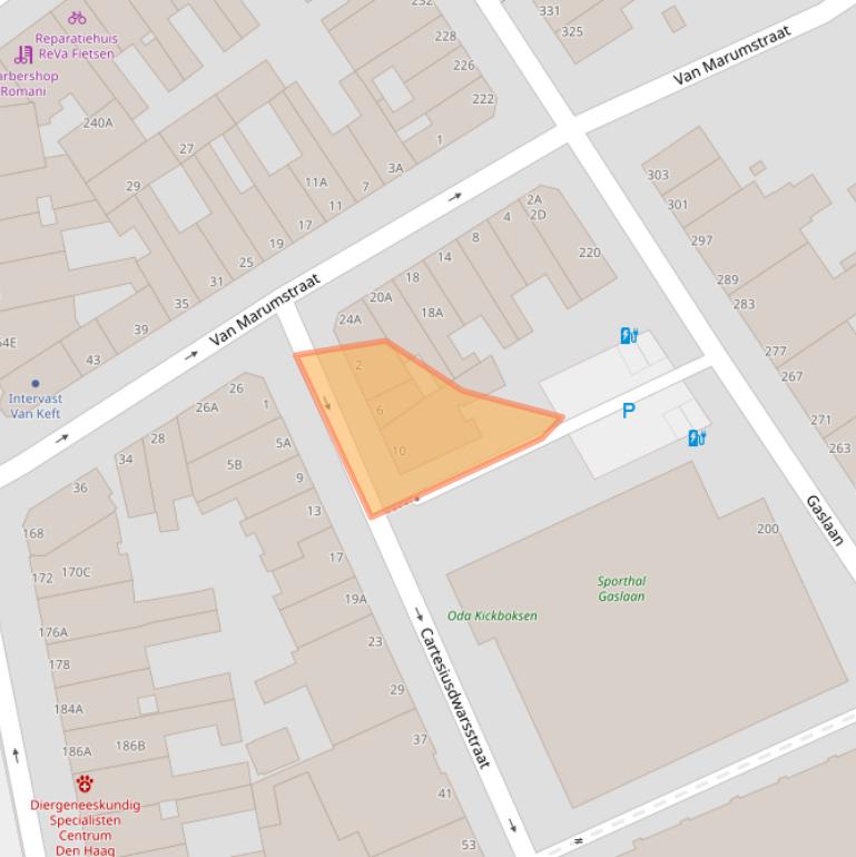 Kaart van postcodegebied 2562SZ.