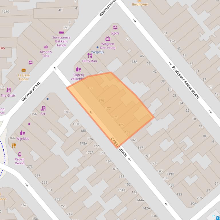 Kaart van postcodegebied 2562TD.