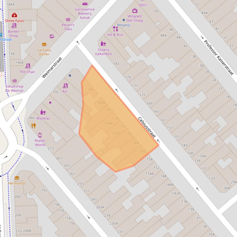 Kaart van postcodegebied 2562TK.