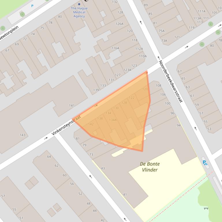 Kaart van postcodegebied 2562TV.