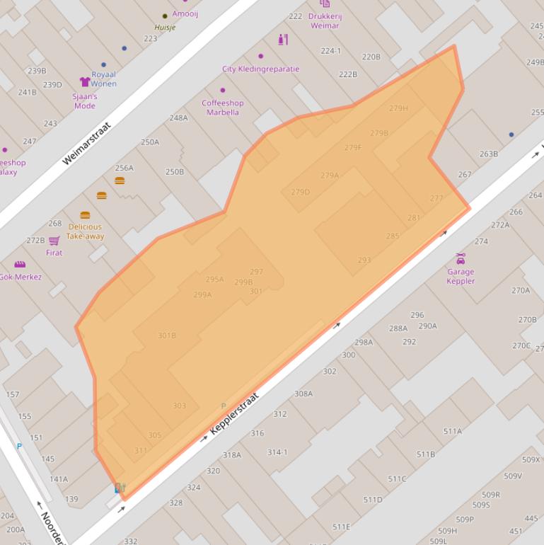 Kaart van postcodegebied 2562VN.