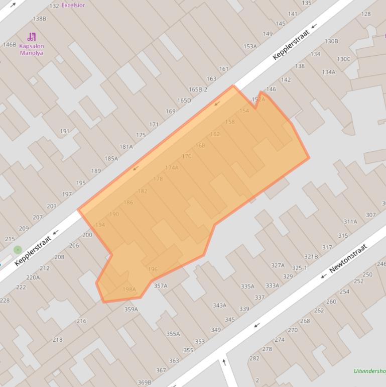 Kaart van postcodegebied 2562VT.