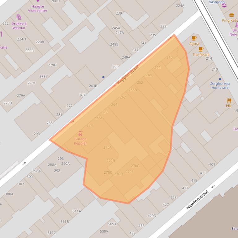 Kaart van postcodegebied 2562VW.