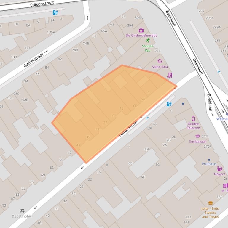 Kaart van postcodegebied 2562XB.